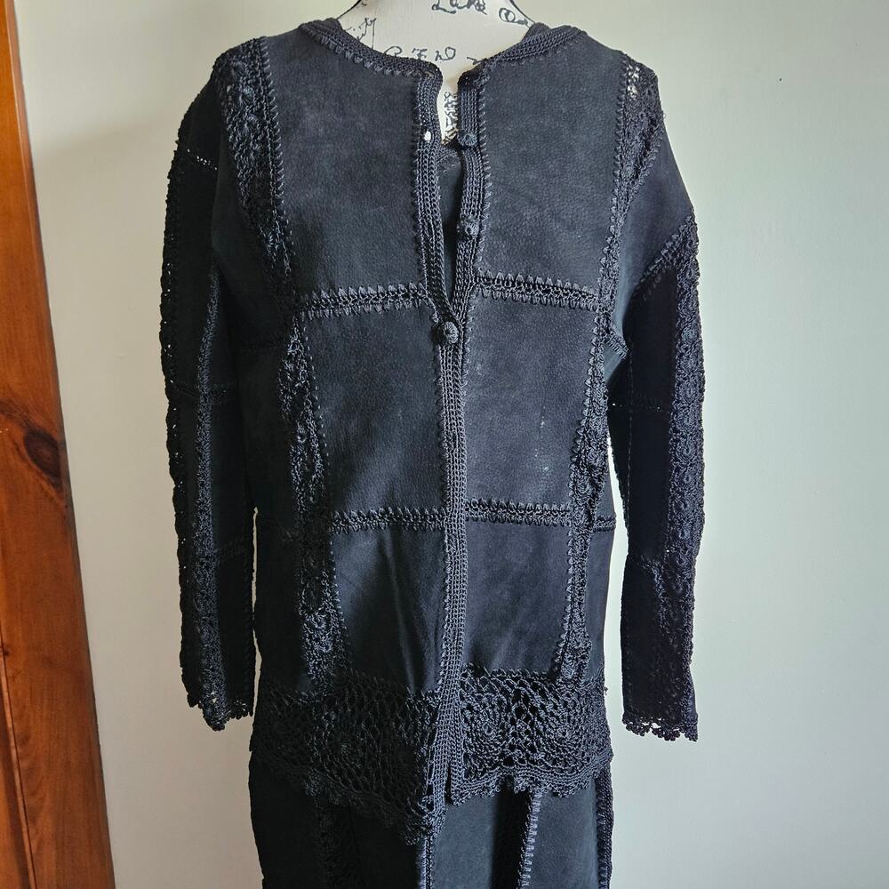 SMH Suede & Crochet Dress & Jacket, Black, Sz 6